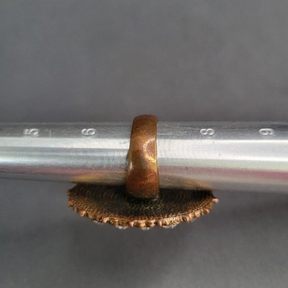 Womens Gold Tone Carved Cameo Ring With Crystal Halo Metal Accents Size 7 - Picture 6 of 6